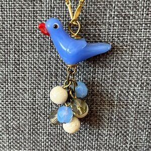 Lenora Dame Glass Bluebird Necklace with Beads